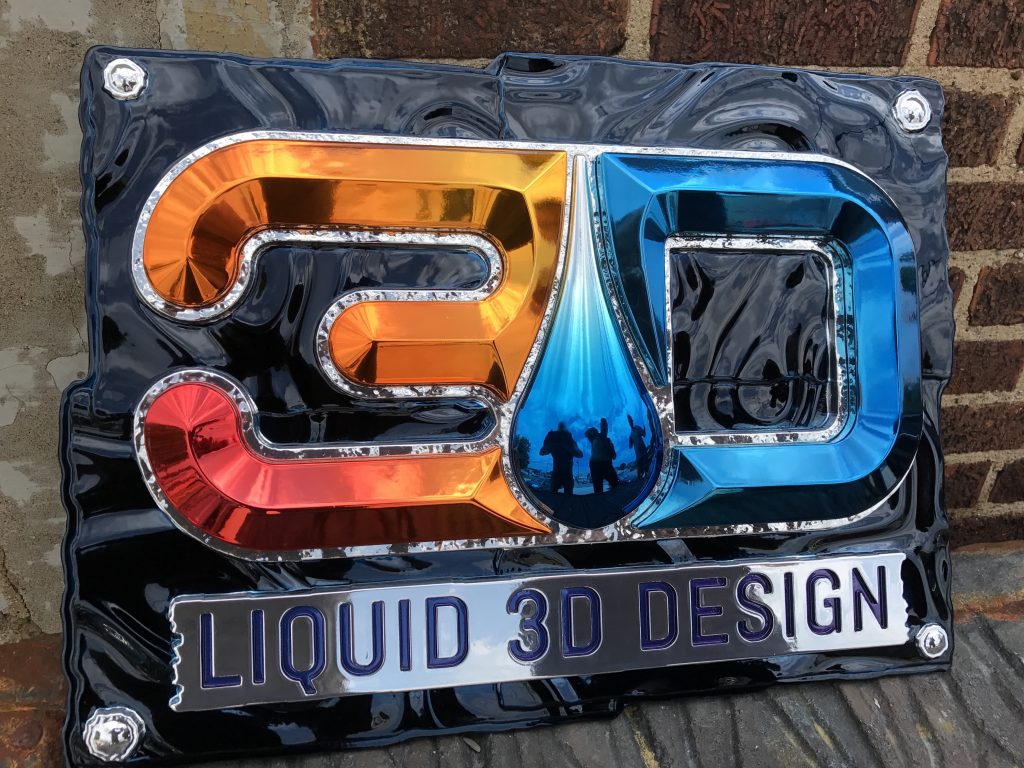 sign with chrome coating